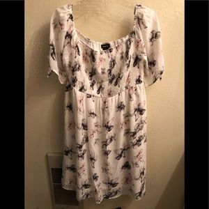 torrid White Floral Puff Sleeve Babydoll Dress